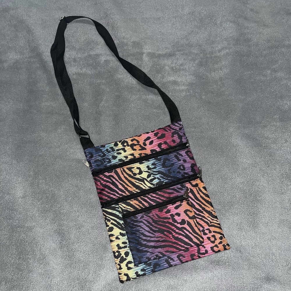 Women's Fashion Cross-body Shoulder Bag Purse Rainbow Lisa Franks Inspired Zebra